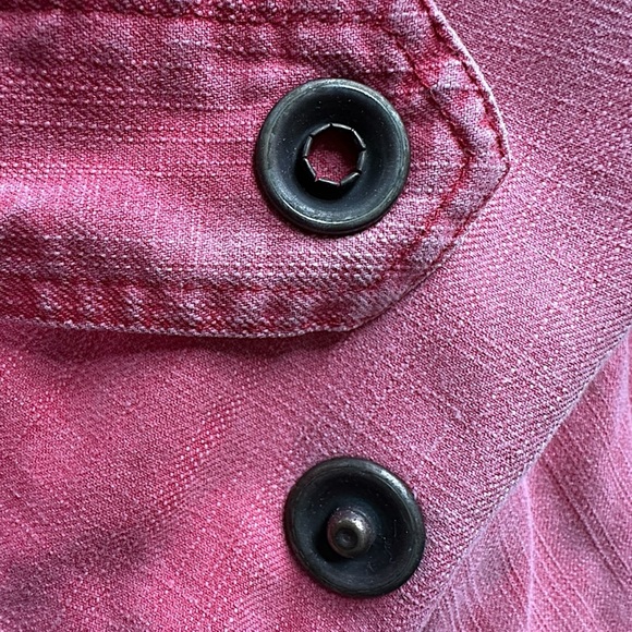 COLDWATER CREEK NWOT WASHED RED COTTON CANVAS HALF SNAP JACKET HOODIE | MEDIUM - Picture 5 of 11